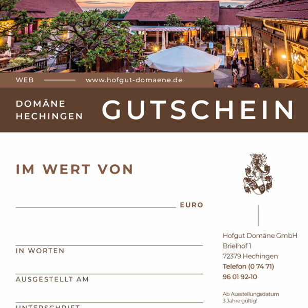 Gutscheine vom Domäne Areal Domäne Areal Hechingen